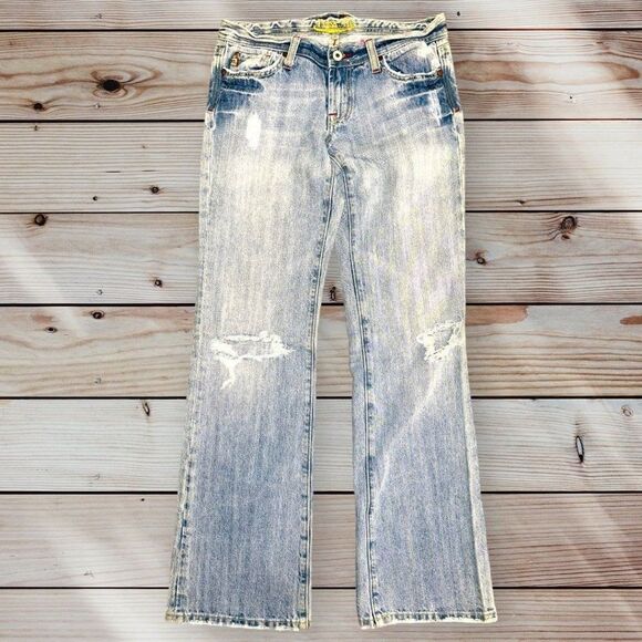 N5 Miss Me Jeans Flare embroidered Rose Low Rise Y2K Size 28 Distressed Boho - Picture 2 of 10